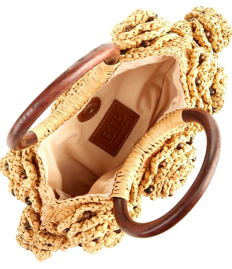 Btb Los Angeles Ember Raffia Floral Top Handle Bag