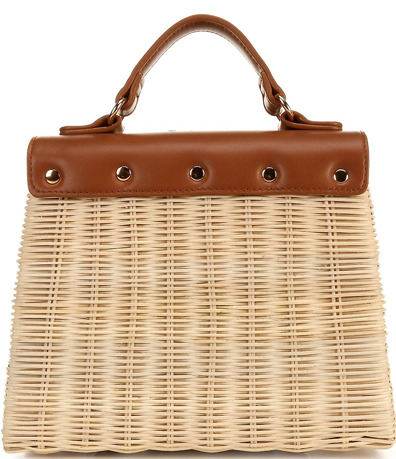 Btb Los Angeles 3D Flower Melody Rattan Top Handle Bag