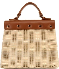 Btb Los Angeles 3D Flower Melody Rattan Top Handle Bag