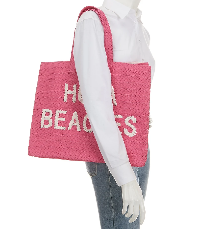 Btb Los Angeles Hola Beaches Straw Tote Bag