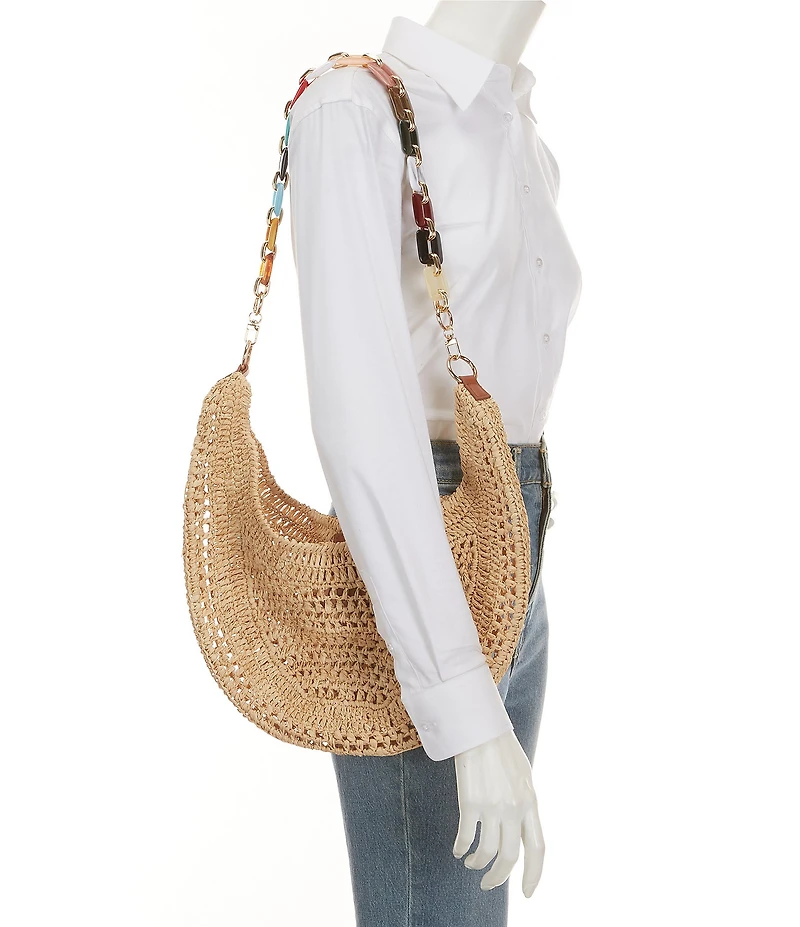 Btb Los Angeles Isla Raffia Hobo Bag