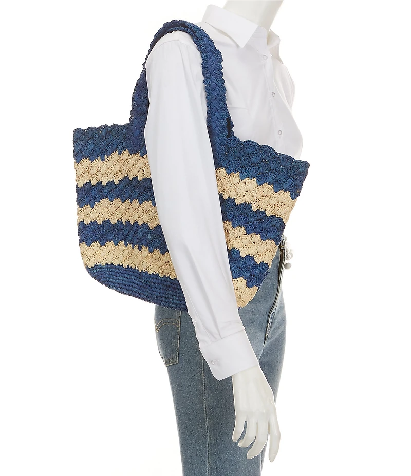 Btb Los Angeles Ivy Raffia Stripe Tote Bag