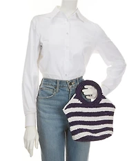 Btb Los Angeles Knot Raffia Handle Mini Tote Bag