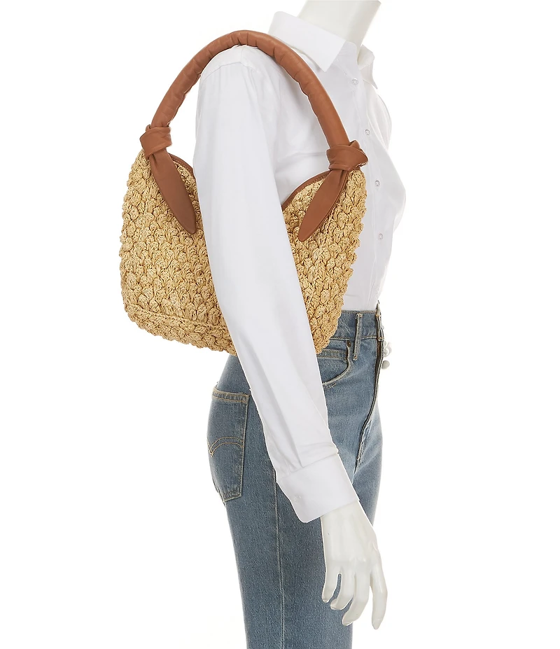 Btb Los Angeles Leilani Raffia Handle Hobo Bag