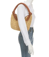 Btb Los Angeles Leilani Raffia Handle Hobo Bag