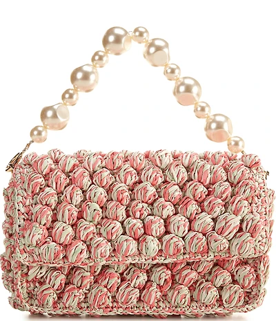 Btb Los Angeles Leilani Raffia Pearl Strap Shoulder Bag