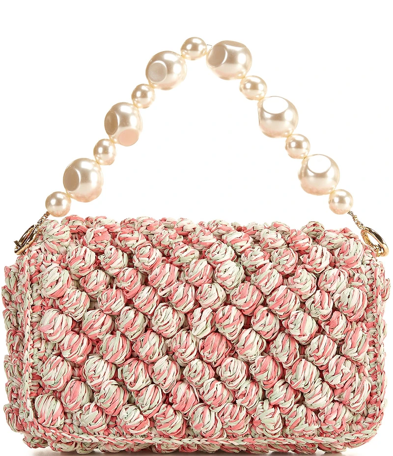 Btb Los Angeles Leilani Raffia Pearl Strap Shoulder Bag
