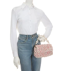 Btb Los Angeles Leilani Raffia Pearl Strap Shoulder Bag