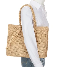 Btb Los Angeles Lucas Large Straw Tote Bag