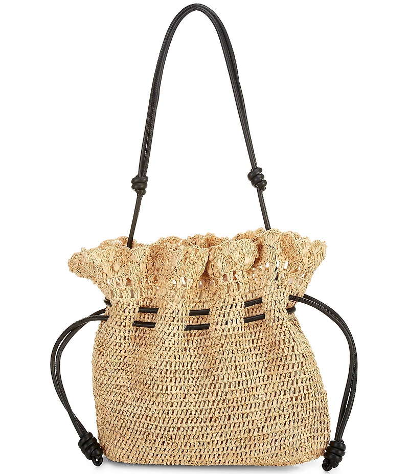 Btb Los Angeles Marcela Raffia Draw String Shoulder Bag