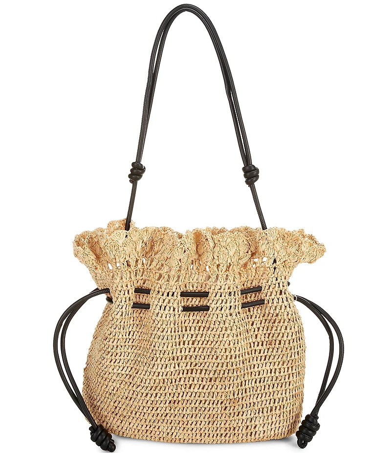 Btb Los Angeles Marcela Raffia Draw String Shoulder Bag