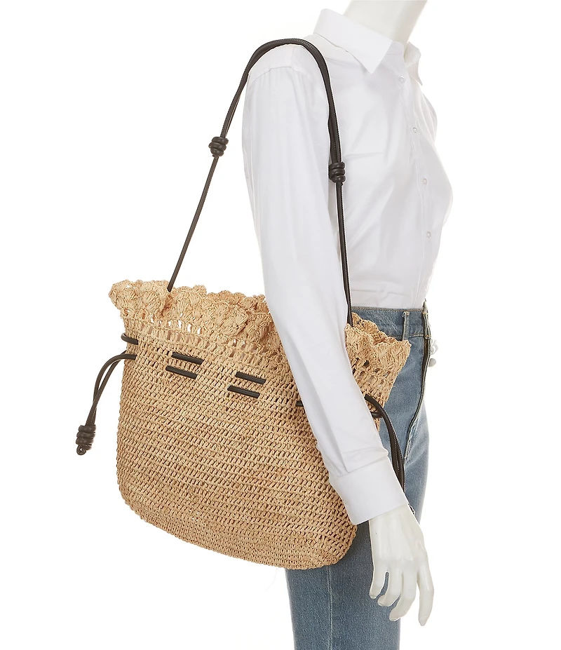Btb Los Angeles Marcela Raffia Draw String Shoulder Bag
