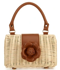 Btb Los Angeles Melody 3D Flower Rattan Top Handle Clutch