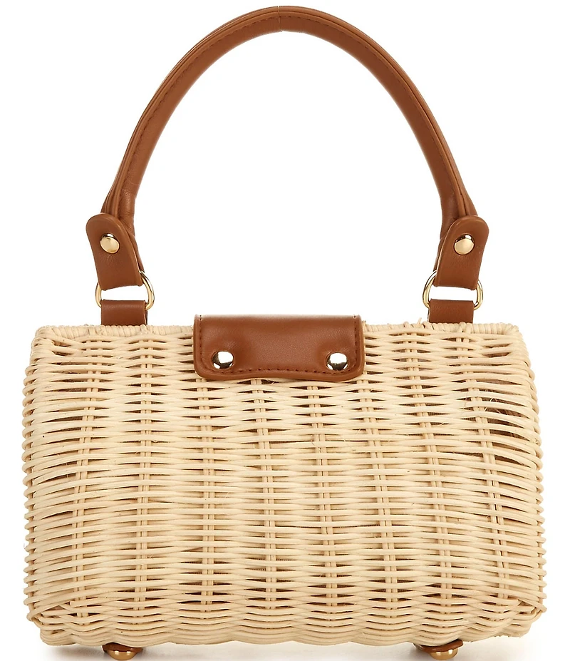 Btb Los Angeles Melody 3D Flower Rattan Top Handle Clutch