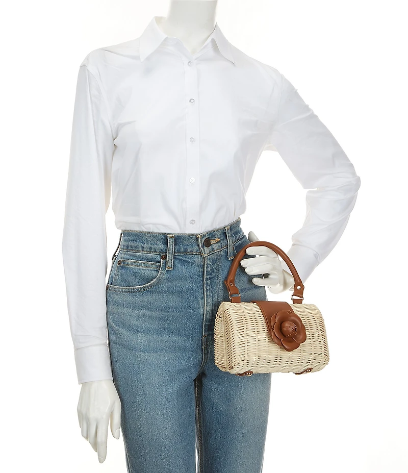 Btb Los Angeles Melody 3D Flower Rattan Top Handle Clutch