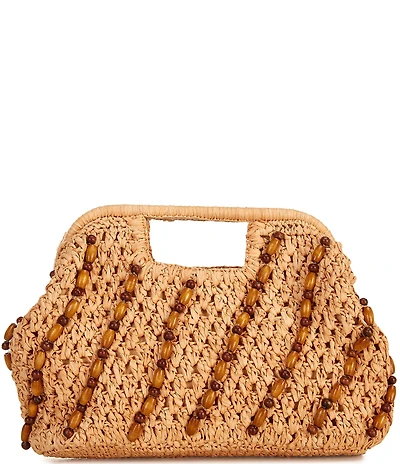 Btb Los Angeles Raffia Resort Paisley Top Handle Clutch Bag