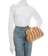 Btb Los Angeles Raffia Resort Paisley Top Handle Clutch Bag