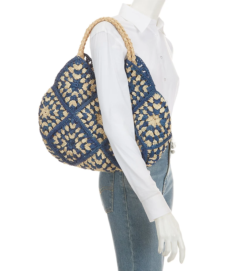 Btb Los Angeles Stormi Raffia Tote Bag