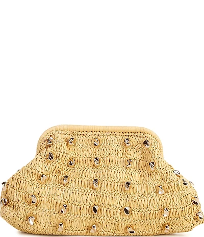 Btb Los Angeles Galia Raffia Studded Clutch