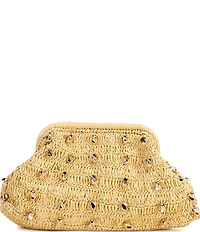 Btb Los Angeles Galia Raffia Studded Clutch