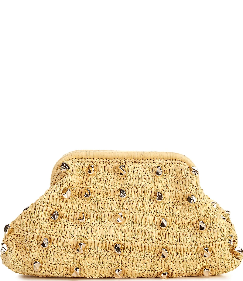 Btb Los Angeles Galia Raffia Studded Clutch