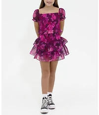BuddyLove Big Girls Blair Floral Print Puff Sleeve Crop Top & Ruffle Skirt Set