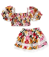 BuddyLove Big Girls Simone Smocked Back Puff Sleeve Floral Print Top & Skort Set