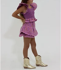 BuddyLove Big Girls Tyler Butterfly Sleeve Printed Smocked Top & Skirt Set