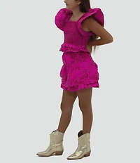 BuddyLove Big Girls Tyler Butterfly Sleeve Smocked Top & Skirt Set
