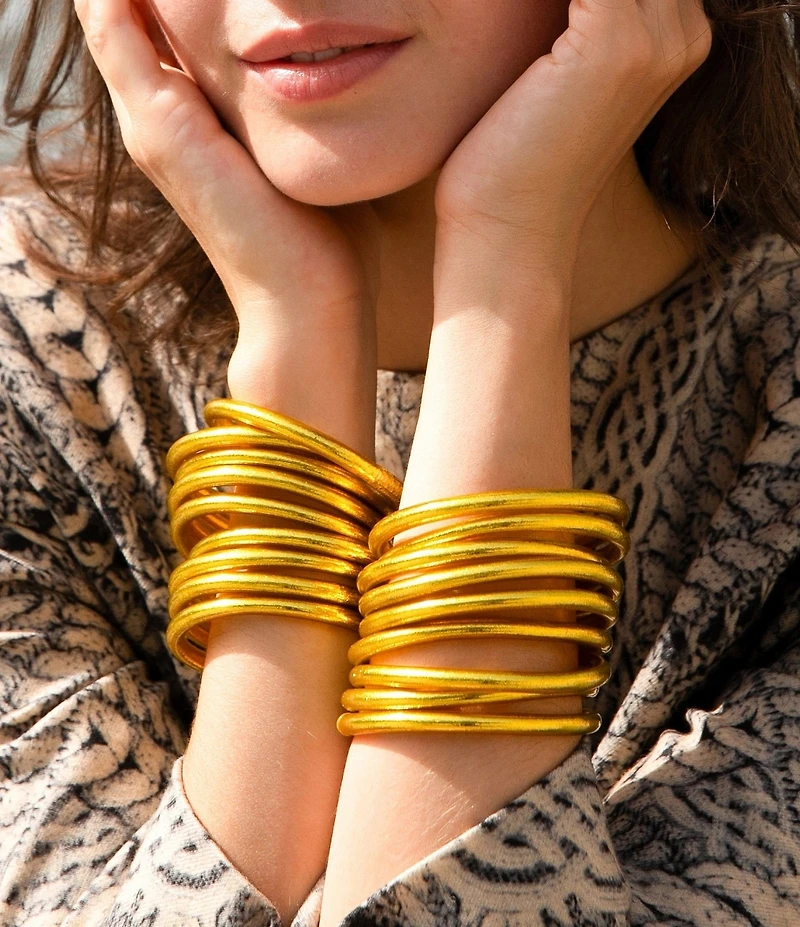 BuDhaGirl Serenity Prayer Metallic All Weather Bangle Bracelet Set
