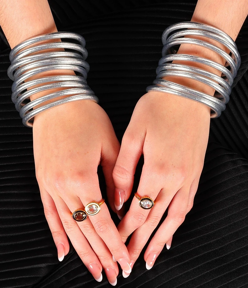 BuDhaGirl Serenity Prayer Metallic All Weather Bangle Bracelet Set