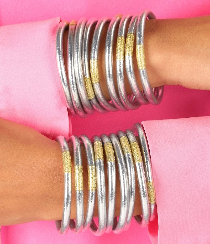 BuDhaGirl Serenity Prayer Metallic All Weather Bangle Bracelet Set