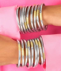 BuDhaGirl Serenity Prayer Metallic All Weather Bangle Bracelet Set