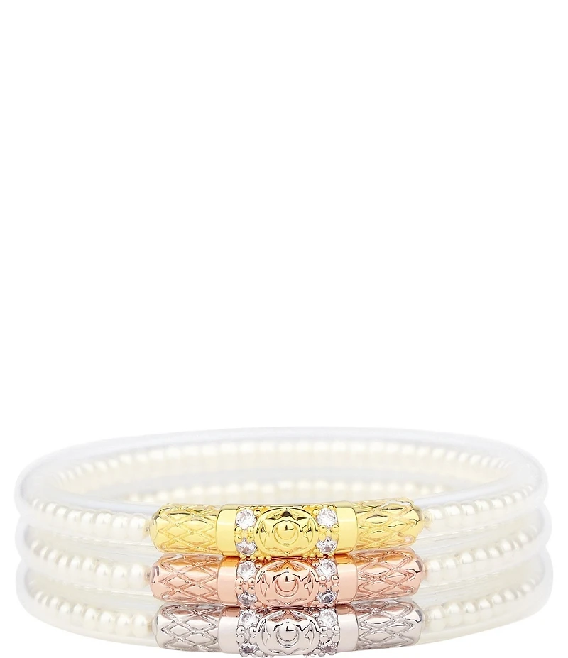 BuDhaGirl Three Queens Pearl All Weather Bangles® Bracelet Set