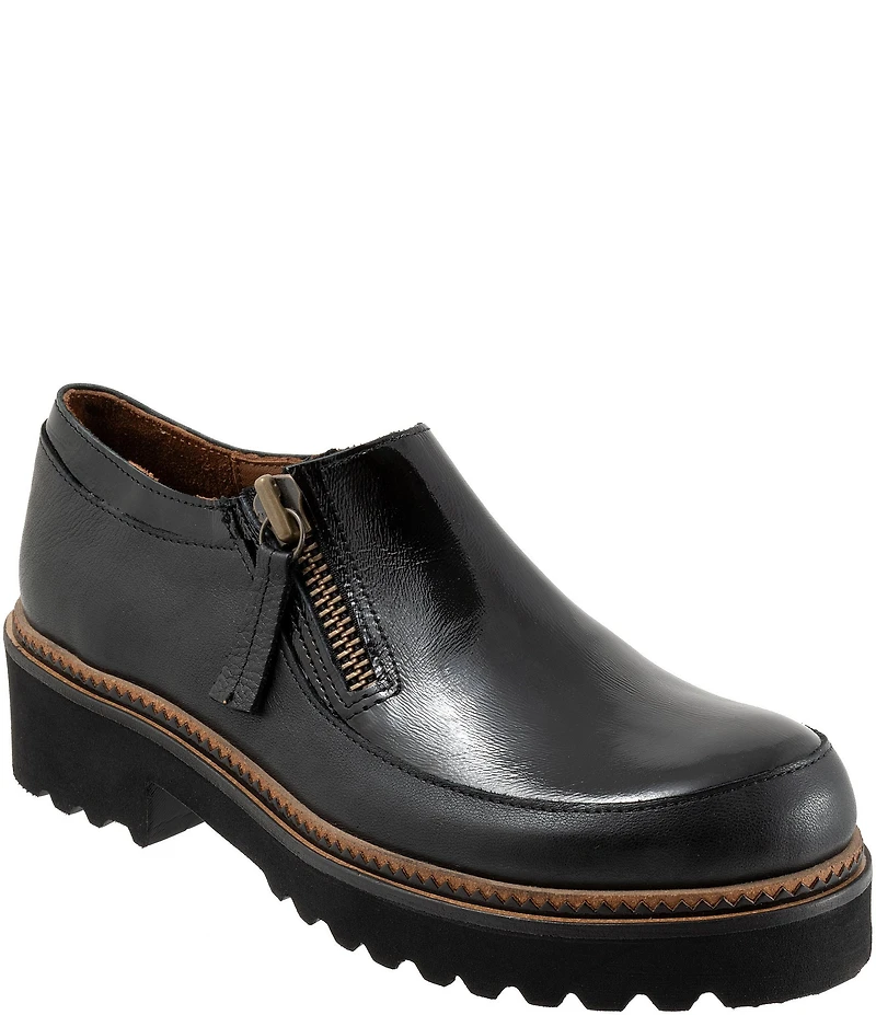 Bueno Amelia Patent Leather Side Zip Platform Loafers