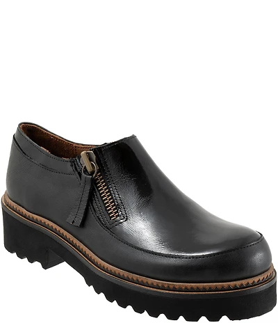 Bueno Amelia Patent Leather Side Zip Platform Loafers