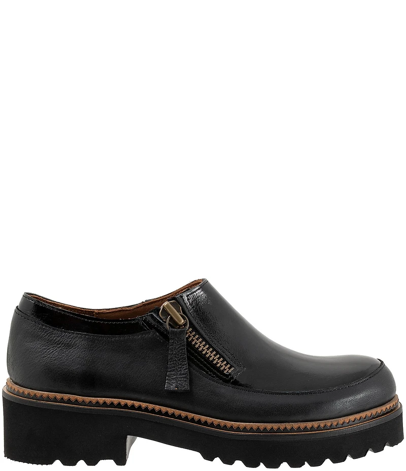 Bueno Amelia Patent Leather Side Zip Platform Loafers