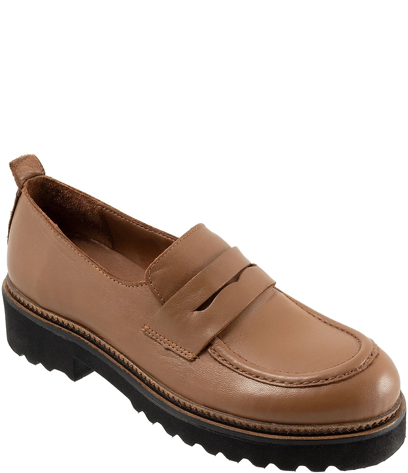 Bueno Annie Leather Platform Penny Loafers