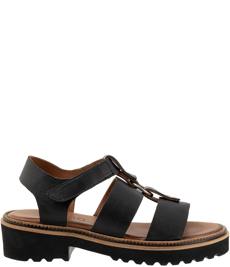 Bueno Athena Leather O-Ring Hardware Banded Slingback Platform Sandals