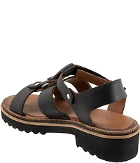 Bueno Athena Leather O-Ring Hardware Banded Slingback Platform Sandals