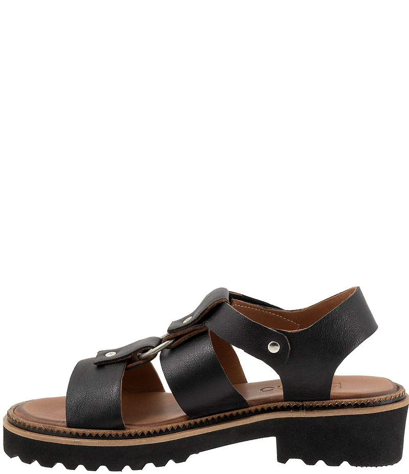 Bueno Athena Leather O-Ring Hardware Banded Slingback Platform Sandals