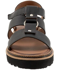 Bueno Athena Leather O-Ring Hardware Banded Slingback Platform Sandals