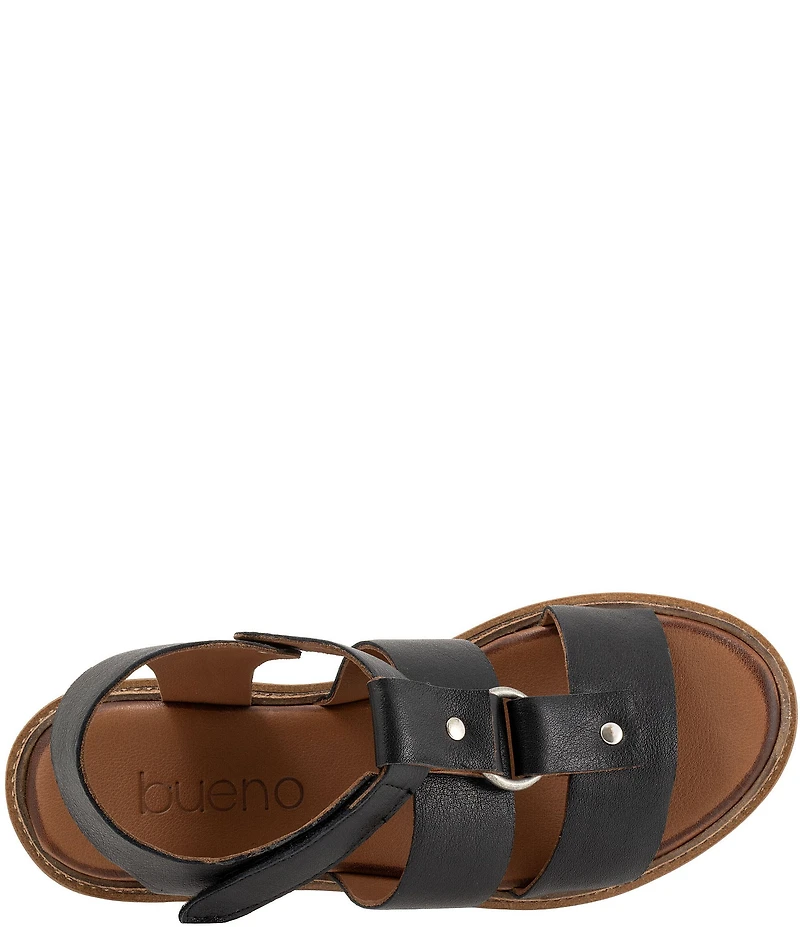 Bueno Athena Leather O-Ring Hardware Banded Slingback Platform Sandals