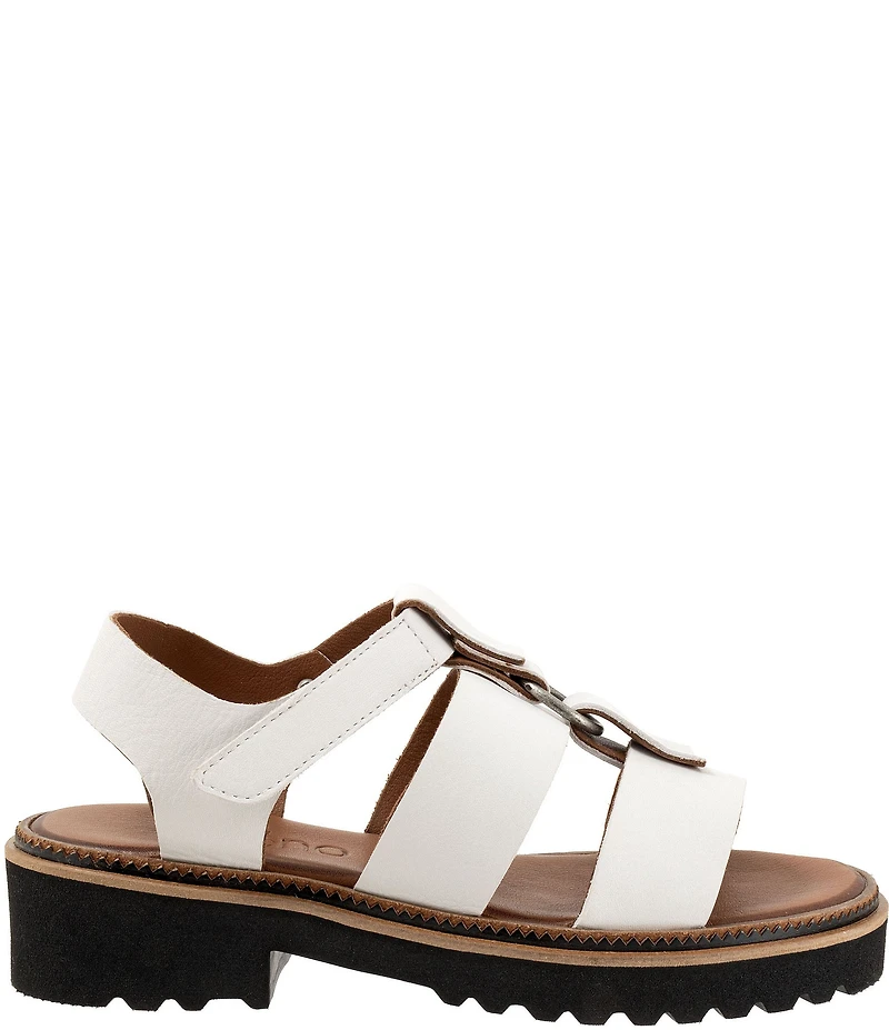 Bueno Athena Leather O-Ring Hardware Banded Slingback Platform Sandals