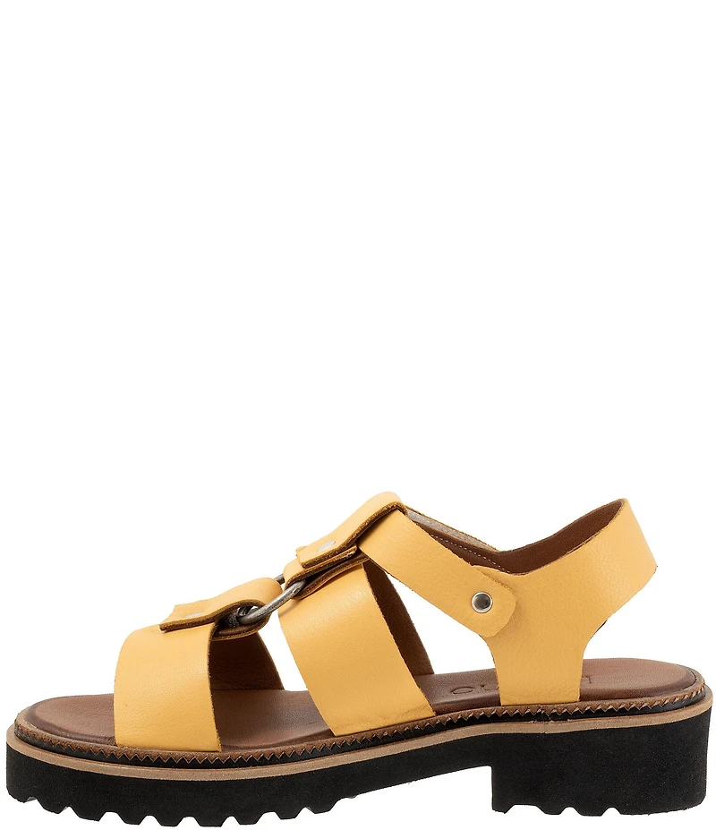 Bueno Athena Leather O-Ring Hardware Banded Slingback Platform Sandals