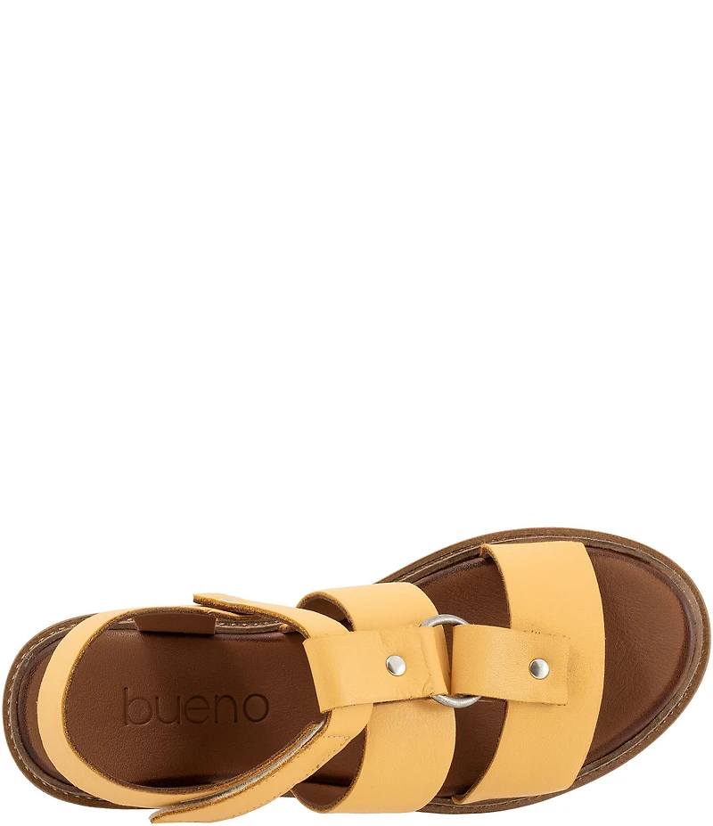 Bueno Athena Leather O-Ring Hardware Banded Slingback Platform Sandals