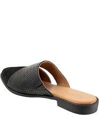 Bueno Blaze Suede Croco Embossed Leather Flat Point Toe Mules