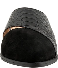 Bueno Blaze Suede Croco Embossed Leather Flat Point Toe Mules