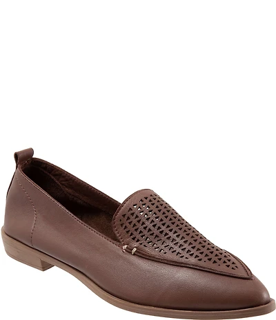 Bueno Blazey Leather Perforated Pointed Toe Loafers