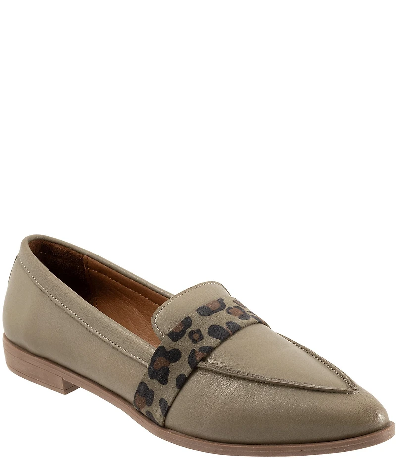 Bueno Bristol Leather Leopard Detail Loafers